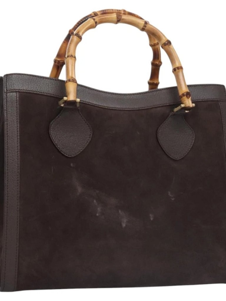 Gucci Bamboo Hand Bag Suede Brown Gold 002 2853 0260 0 Auth Ba348